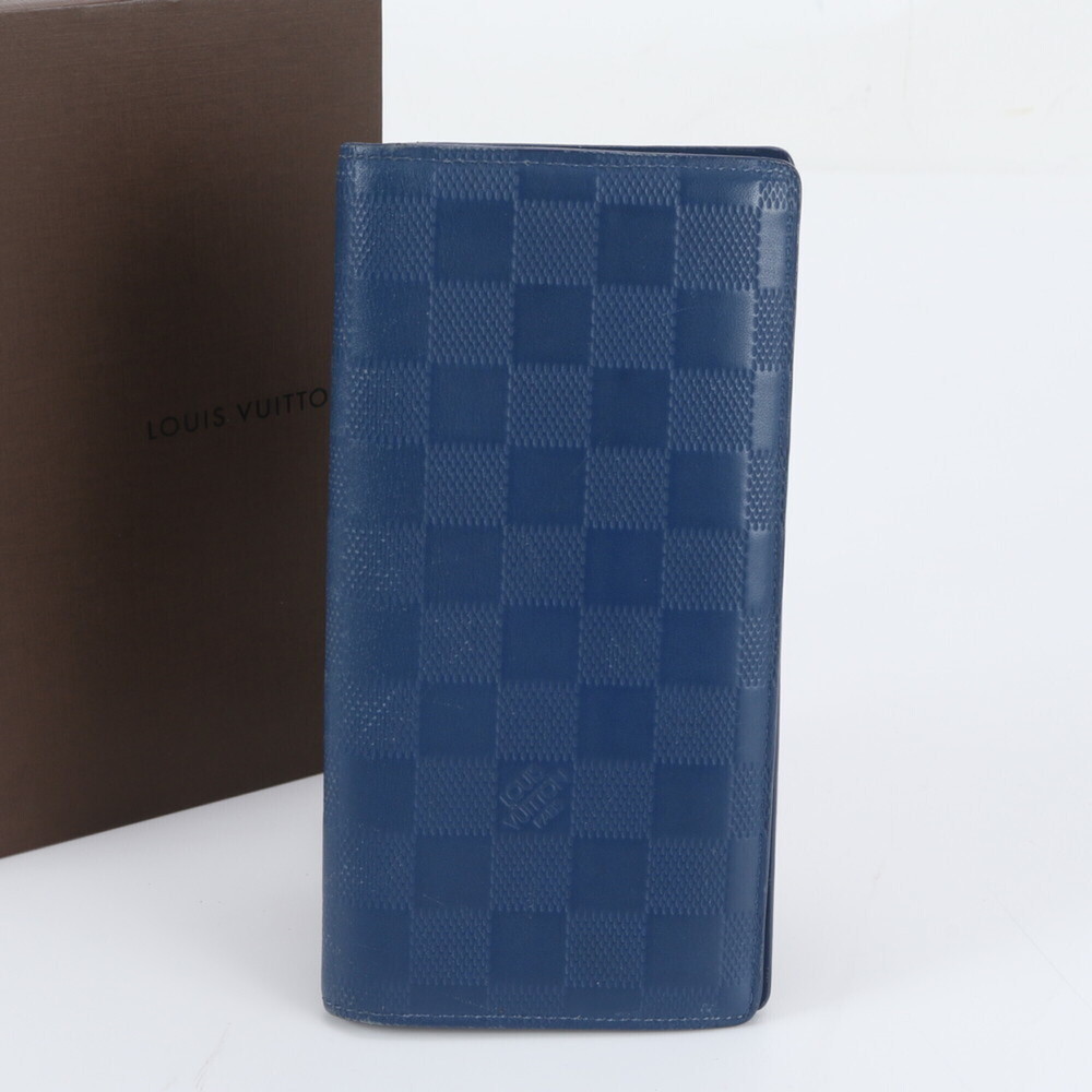Louis Vuitton Damier Infini Portefeuille Brazza N63205 Leather Long Wallet fo...